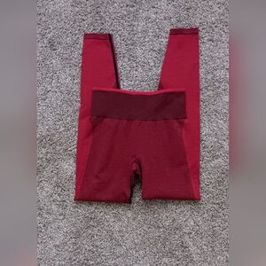 Victoria's Secret Red Leggings with Color Block Design
